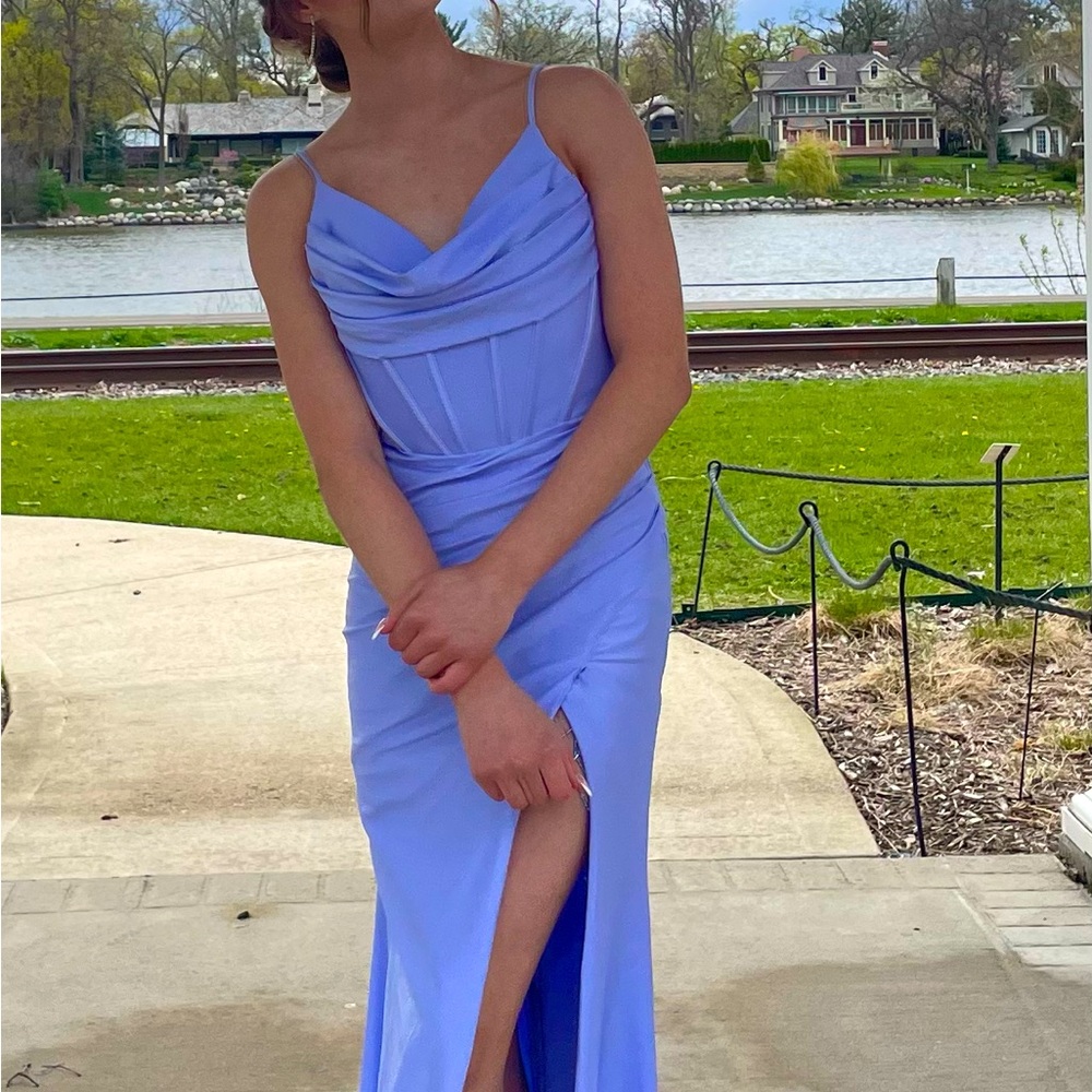 ellie wild prom dress, periwinkle, sz 0